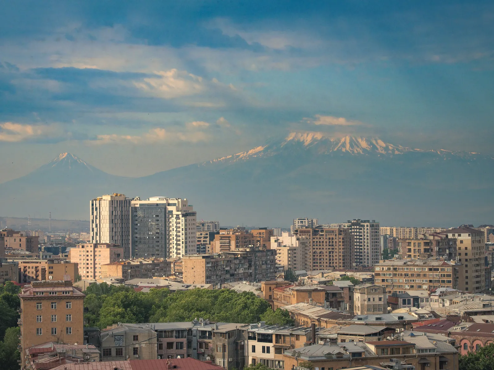 Armenian cityscape with Mount Ararat